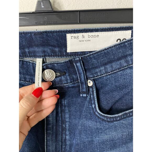 New Rag & Bone The Wren High-Rise Ankle Slim Denim Jeans Size 26 - Picture 3 of 4